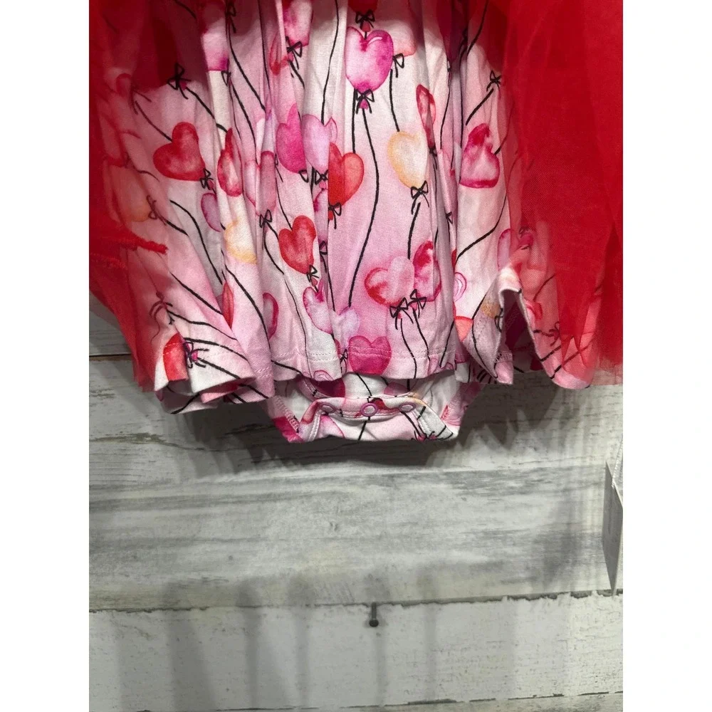 Birdie Bean Amara Tulle Twirl Dress Girls 12-18M Red Heart Bamboo Boutique NWT
